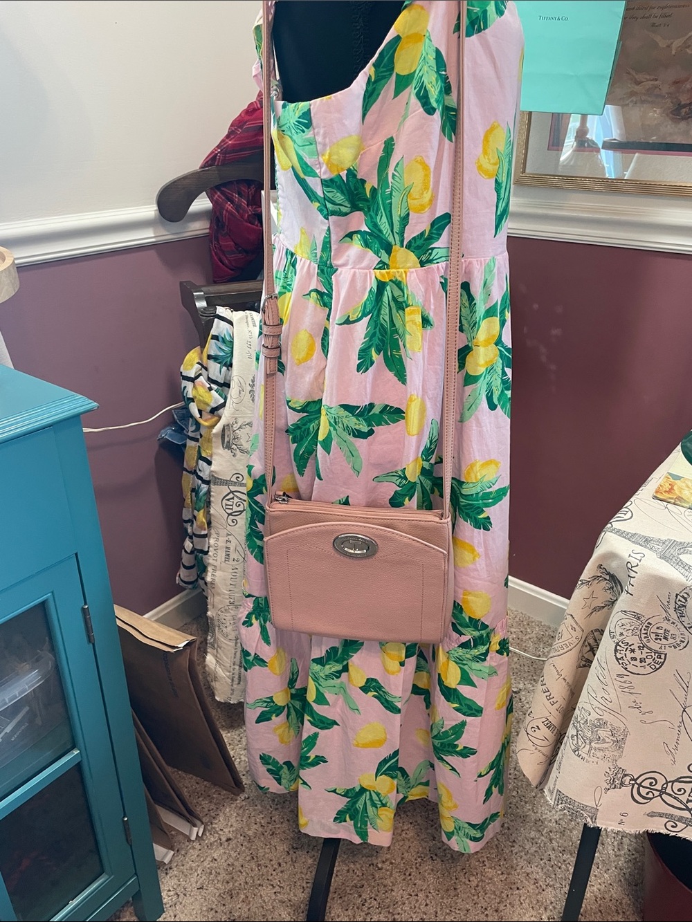 Ti Angelo Pink Crossbody Bag with Oval Logo Plate